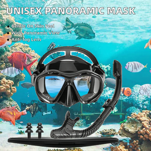 Masque de plongée noir et tuba avec double lentille et sangle réglable pour la natation, la plage et les sports nautiques - Product Image 2