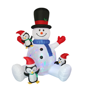 مهرجان في الهواء الطلق ثلج الديكور وثلاثة طيور البطريق مع ضوء ملون في الهواء الطلق عيد الميلاد نفخ - Product Image 3