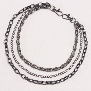 Hip Hop Multi Layered Metal Waist <b>Chain</b> Gunmetal Black Zinc Alloy Denim Pants <b>Chain</b> Casual Fashion Body <b>Chain</b> - Product Image 2