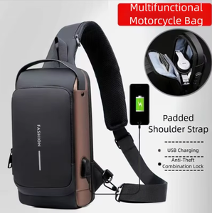 Bolso <span class=keywords><strong>de</strong></span> Pecho Impermeable y Moderno para <span class=keywords><strong>Hombre</strong></span> con Puerto USB y Cierre <span class=keywords><strong>de</strong></span> Cremallera Antirrobo para Uso Diario y al Aire Libre - Product Image 1