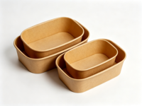 SenAng – Bols à salade jetables en papier kraft, personnalisables, ronds, 500, 750, 1000 ml, pour emporter