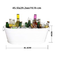 Seau à glace ovale en métal galvanisé, style rétro, luxe léger, vintage, avec poignées latérales, pour les réunions de famille, le salon ou le bar