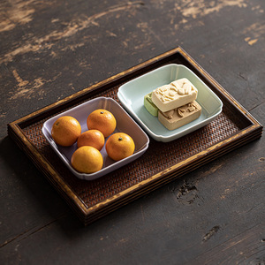 <b>Ceramic</b> Square Snack <b>Plates</b> Porcelain Wedding Fruit Platter Teapot Holder Dessert Tray - Product Image 5