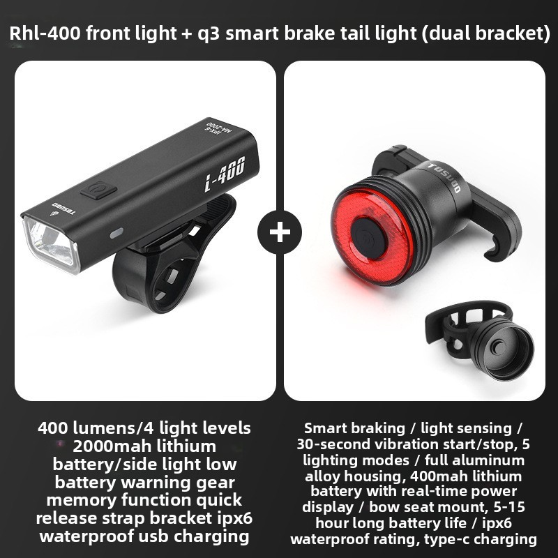 Feu avant lumineux Rh-400, feu arrière q3, double support