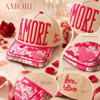 Casquette de baseball sportive Dymf AMORE Love avec broderie 3D, motif cœur patchwork et imprimé léopard sur la visière, personnalisable, 100% coton, pour la Saint-Valentin