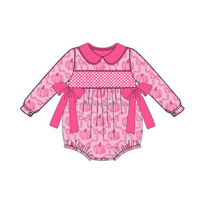 Diseño de Halloween <span class=keywords><strong>Peter</strong></span> Pan Tie Bow Smocked Baby Girl Ropa Baby Bubble Mamelucos - Product Image 5