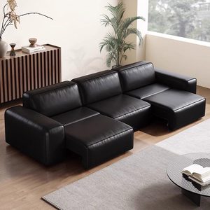 Canapé multifonctionnel en <span class=keywords><strong>cuir</strong></span> véritable italien, facile à nettoyer, lignes simples, personnalisé depuis l'usine de Foshan - Product Image 3