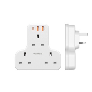 Wontravel 3 Way UK Outlet Wall Plug Adapter 3 Prong T Shaped Wall Expansion Socket with PD 20W - Product Image 1