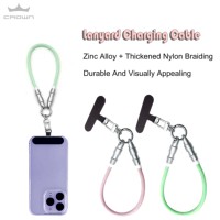 Câble de charge rapide 3A pour téléphone portable, connecteurs Type-C/8 broches, cordon anti-perte, cordon de suspension, tresse en nylon, blindage pour ordinateur