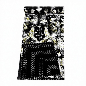 Hand <b>Stitched</b> Bohemian Printed Quilt Black White Pattern Home Decor All Season Polyester Cotton Kantha Bedcover - Product Image 1