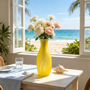 Vase en verre à pétales en spirale, givré rose, vert, jaune, vase à <span class=keywords><strong>fleurs</strong></span> haut pour la décoration de la maison, de la table de mariage, vase à <span class=keywords><strong>fleurs</strong></span> en verre moderne - Product Image 2