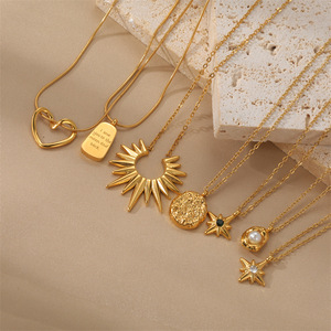 Collection Summer Beach Elégant Coquillage en acier inoxydable plaqué or pour femmes avec pendentif <span class=keywords><strong>cœur</strong></span> fleur hawaïenne Chaînes de perles - Product Image 4