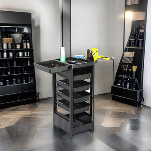 Mobile Black Salon Trolley Quality Furniture Equipment Cart Beauty Use <b>Plastic</b> PP Materials Home With 4 <b>Wheels</b> T22 Material Eco- - Product Image 3