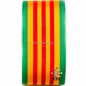 Medallones de cortina de cinta de seda viscosa 100% de doble cara OEM al por mayor, diadema de medalla tejida ecológica Premium multicolor - Product Image 1