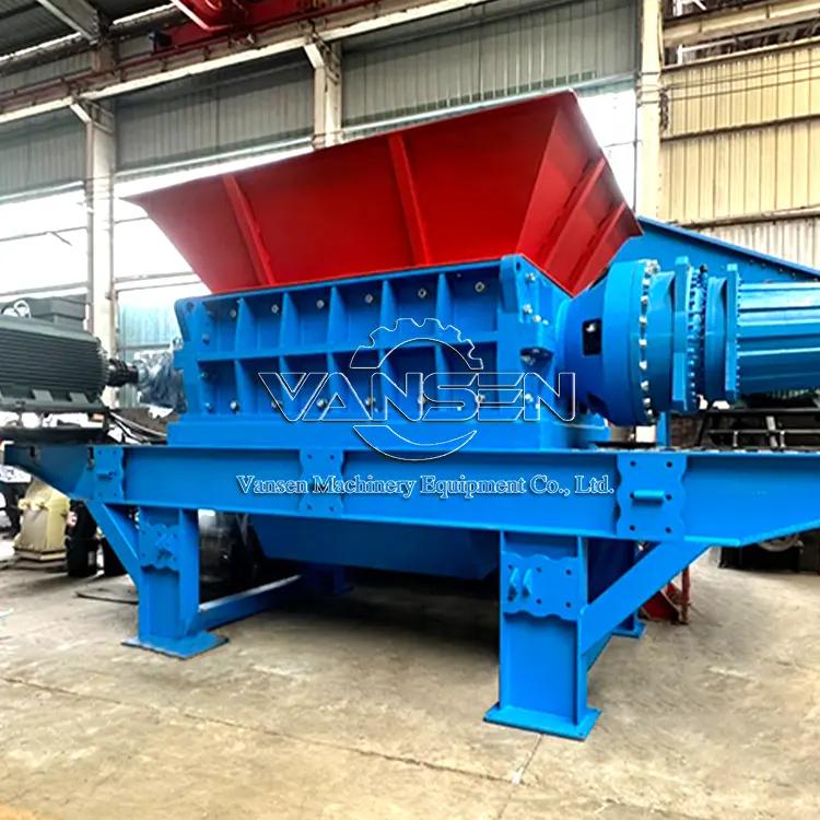 automatic double shaft scrap rubber tire truck tyre recycling shredder machine with shredder