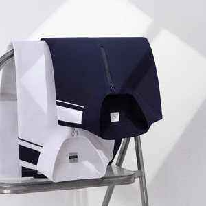 Camiseta de punto de manga corta para hombre, bicolor, con media cremallera y cuello simulado, 220g, algodón mercerizado, ajuste holgado, informal, transpirable, para fitness - Product Image 2