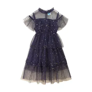 2024 summer girl dress children's clothing burst stars super fairy net yarn children's princess skirt