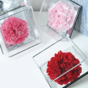 Custom luxury brand square mirror flower vase gift packaging box for preserved carnation flowers shadow box with logo