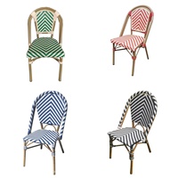 Chaise de salle à manger en rotin pour usage commercial français, empilable, design antique, durable, écologique, pour café en plein air