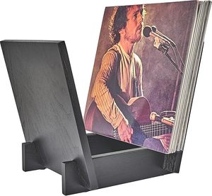 Porte-disque <span class=keywords><strong>vinyle</strong></span> en bois Porte-disque en bois de chêne massif noir Porte-disque <span class=keywords><strong>vinyle</strong></span> en forme de V Supports de stockage de disques CD - Product Image 3