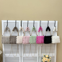 Sac à main en peluche pour femme, nouvelle collection Printemps 2025, décontracté, polyvalent, avec chaîne et fermeture éclair, sac à bandoulière et fourre-tout pour femme, vente en gros transfrontalière