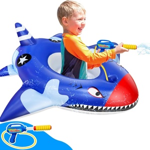 PVC Inflatable <b>Shark</b> Seat Ring 40 Inch with Water Squirt Gun Safety Seat for Kids Playing Pool <b>Toy</b> Games - Product Image 1