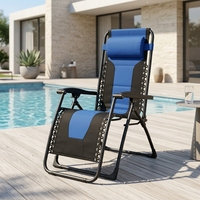 Chaise longue pliable de grande taille, moderne et de haute qualité, en acier inoxydable durable, confortable, inclinable à gravité zéro avec rembourrage