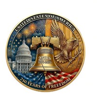 Vente en gros usine Pièce commémorative personnalisée en acrylique du 250e anniversaire des États-Unis, design plat 2D, Statue de la Liberté, pour usage extérieur, en vrac