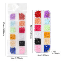 Boîte de 12 compartiments de strass en résine à dos plat pour nail art, couleurs assorties, origine Zhejiang, outils de nail art en gros