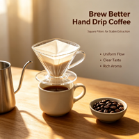 Emballages personnalisés de styles variés, papier filtre à café de style Chemex en pâte de bois vierge à 100 %, plusieurs tailles, pour la préparation quotidienne de café en milieu commercial