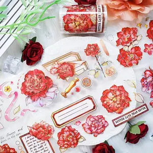 2 desain 2m/gulungan bunga bening pita hewan peliharaan dan pita Washi kertas stiker dekoratif untuk DIY alat tulis jurnal kartu seni