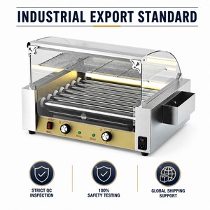 Grill à hot-dogs électrique commercial 110V 220V avec protection anti-éclaboussures en verre pour saucisses, hot-dogs, supérette, snack-bar - Product Image 5