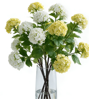 Centre de table moderne et écologique pour mariage et remise de diplôme, fleurs artificielles, 3 têtes, réaliste, fait main, en plastique, Hortensias blancs et verts