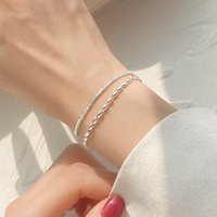 Nueva Pulsera de Moda de Lujo para Mujer, Chapada en Plata de Ley, Doble Capa, Brillante, con Cadena de Latón Plateado, Accesorios de Joyería