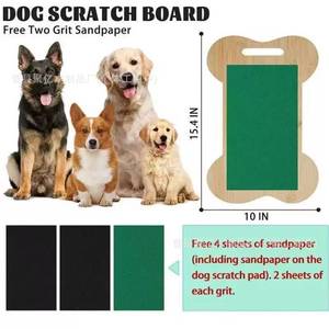 Wooden Bone Shaped Dog Nail <b>Scratching</b> <b>Post</b> Replaceable Green Pad Pet Claw Care Grooming Tool - Product Image 4