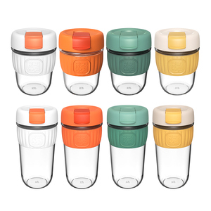 <span class=keywords><strong>Noticias</strong></span> transparentes Botellas de jugo de vidrio <span class=keywords><strong>con</strong></span> tazas de plástico PP Tapa de café y pajita - Product Image 2