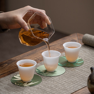 Yunsha Double-face tessuto cinese sottobicchiere impermeabile fiore collezione di erba per uso domestico cuscinetto isolante vassoio da tè - Product Image 4