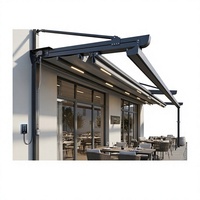 Pergola moderne motorisée rétractable, écologique, facile à assembler, de luxe, certifiée ISO 9001, en aluminium noir avec revêtement en poudre