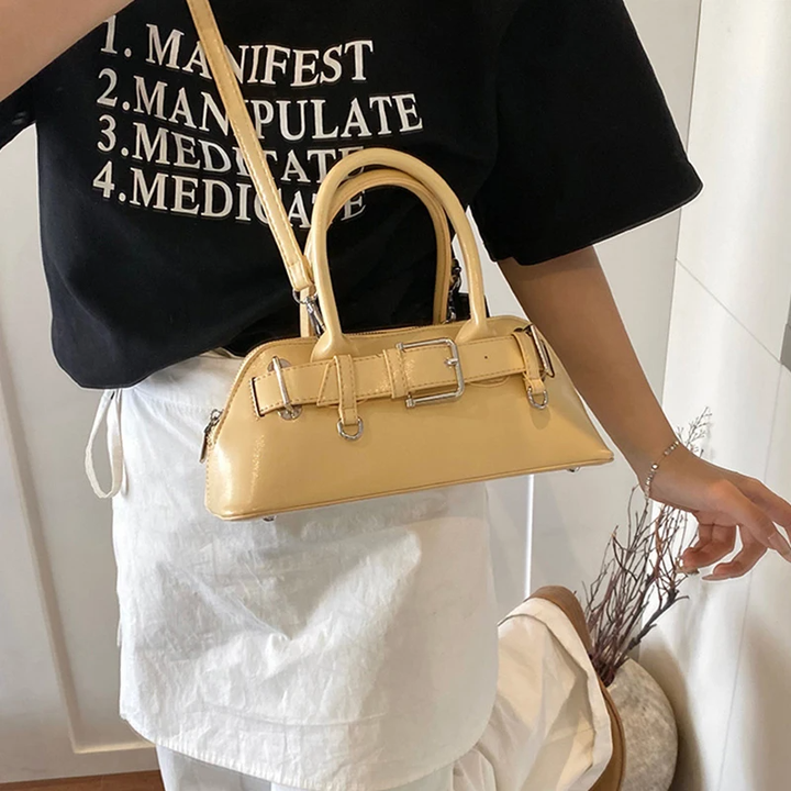 Luxury Brand Vintage Leather Crossbody Shoulder Bag Classic Y2K Shell Purse for Women Sweet Girl's Daily Underarm Handbag
