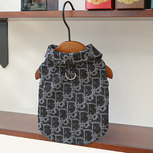 Nuevo Chaleco Vaquero de Lujo para Perro con Anillo en D, Diseño Clásico con Monograma, para Perros Pequeños y Medianos, Chaqueta Vaquera Transpirable de Poliéster para Cachorros - Product Image 2