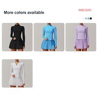 Set Pakaian Tenis Fitness Cepat Kering Elastis Tinggi Khusus Musim Panas, Rok Tenis Golf Bernapas, Pakaian Olahraga Yoga Wanita, Gaun Tenis