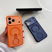 Coque de téléphone magnétique en PC+TPU avec anneau rotatif à 360° et dissipation thermique, motif nid d'abeille, pour iPhone 18 17 16 15 Pro Max