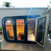 Sauna de lujo de cedro rojo con función de vapor seco y húmedo para jardín exterior, villa y bienestar.