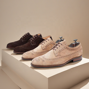 New-style Business-casual Flat Breathable Lace-up Leather Shoes Fashionable Versatile Mens British Formal Spring <strong>Suede</strong> <strong>Brogue</strong> - Product Image 2