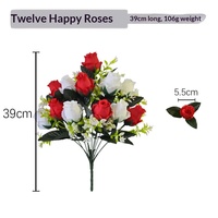 Bouquet de roses artificielles bicolores, 12 têtes, vente directe d'usine, produit transfrontalier très demandé