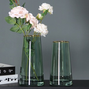 Flangia cristallo grigio fumo <span class=keywords><strong>vetro</strong></span> oro <span class=keywords><strong>disegno</strong></span> <span class=keywords><strong>vaso</strong></span> domestico semplice salotto <span class=keywords><strong>vaso</strong></span> <span class=keywords><strong>di</strong></span> fiori all'ingrosso - Product Image 5