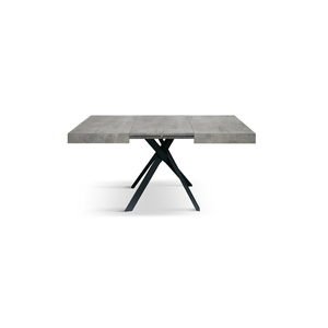 Fulvio Extendable <b>Table</b> 95 To 145 Cm Cement Grey Melamine <b>Top</b> Black Crossed Legs Indoor Use - Product Image 2
