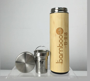 Bouteille d'eau à thé en <span class=keywords><strong>bois</strong></span> en acier inoxydable Offre Spéciale 304, flacon à large bouche, tasse à café, gobelets en bambou, <span class=keywords><strong>Thermos</strong></span> avec infuseur à thé - Product Image 6