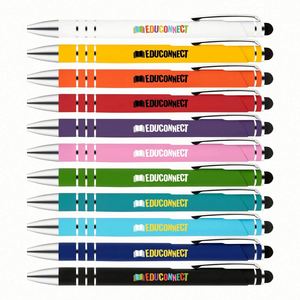 Logo Ball Stylus Navy Blue Rose <b>Gold</b> Metal <b>Pen</b> <b>Pens</b> Black Matt Rubber Ballpoint Custom Promotional Gifts - Product Image 4