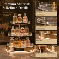 Support rotatif pour parfums avec éclairage LED et base miroir 360° °   Présentoir rotatif personnalisé avec logo pour comptoir de beauté